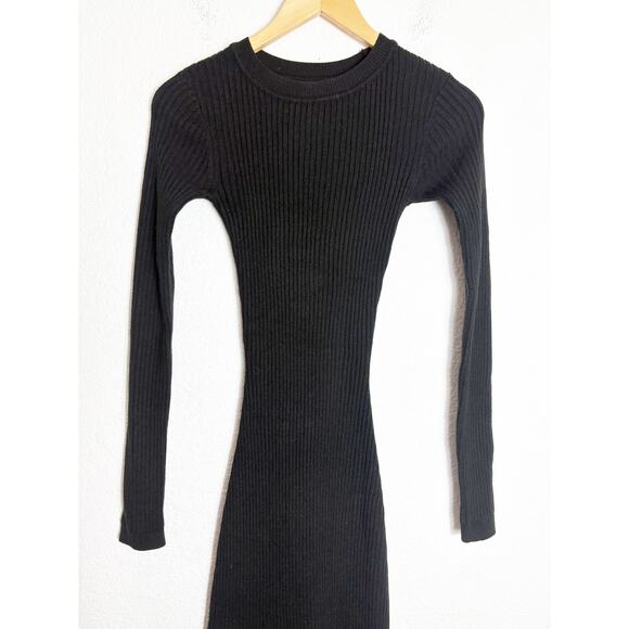 Lovers + Friends Around the Fire Ribbed Midi Sweater Dress Size XS Black Knit - Picture 9 of 14